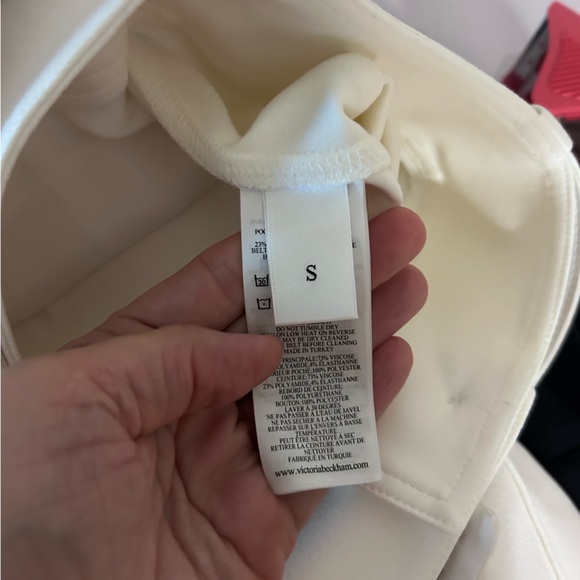 NWT VB Belted Wide‑Leg Stretch Ponte Pants in Ivory Victoria Victoria Beckham - Picture 4 of 14